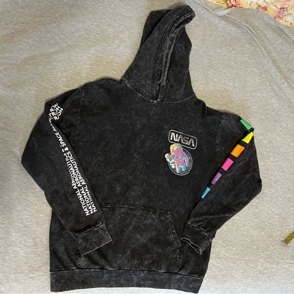 Hyper Space Stone Wash Black NASA hoodie - Picture 1 of 5
